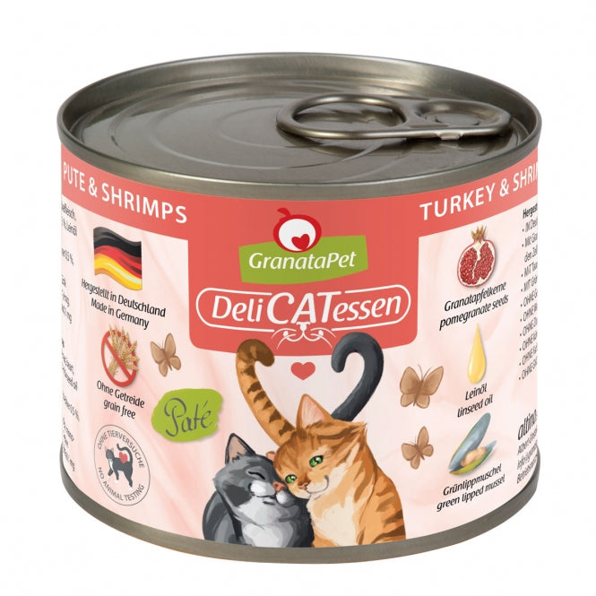 GranataPet Delicatessen Dose Pute & Shrimps hochwertige Katzen-Nassnahrung