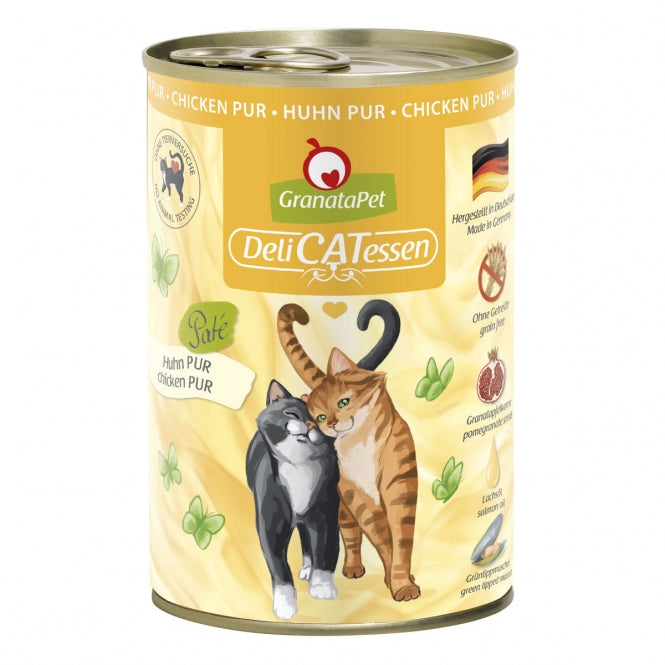 GranataPet Delicatessen Dose Huhn PUR – Hochwertiges Nassfutter für Katzen in verschiedenen Größen