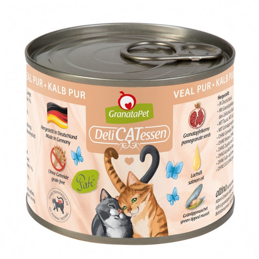 GranataPet Delicatessen Dose Kalb PUR hochwertige Nassnahrung für Katzen in verschiedenen Größen