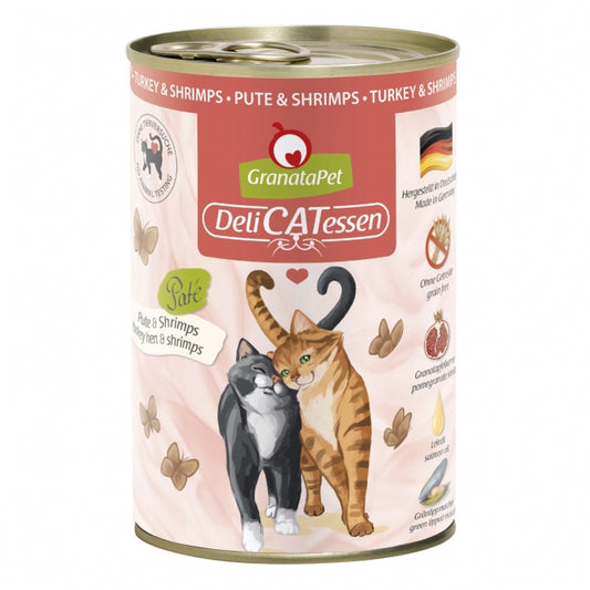 GranataPet Delicatessen Dose Pute & Shrimps hochwertige Katzen-Nassnahrung