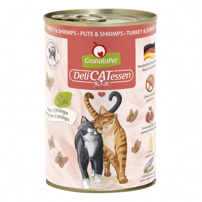 GranataPet Delicatessen Dose Pute & Shrimps hochwertige Katzen-Nassnahrung
