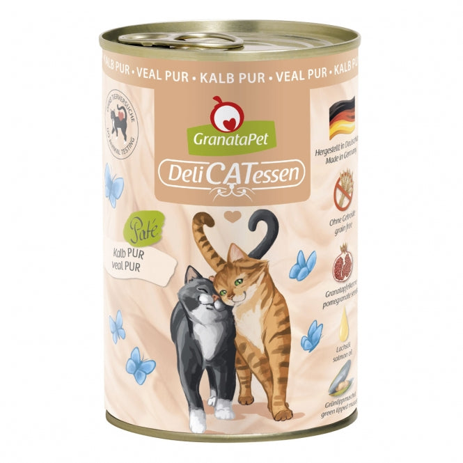 GranataPet Delicatessen Dose Kalb PUR hochwertige Nassnahrung für Katzen in verschiedenen Größen