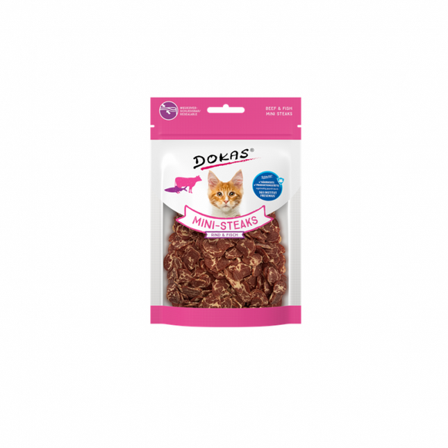 Dokas Cat Snack Mini-Steaks Rind + Fisch 25g