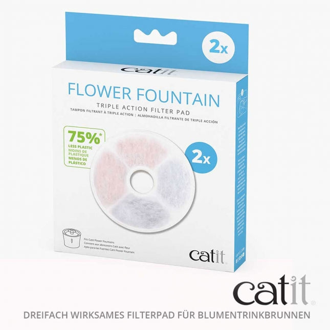 Catit Triple Action Filter rahmenlos – Hochwertiger Ersatzfilter für Katzenbrunnen, 6 Stück