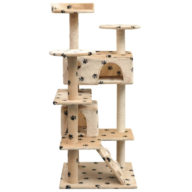 vidaXL Katzen-Kratzbaum 125 cm Pfoten-Aufdruck Beige
