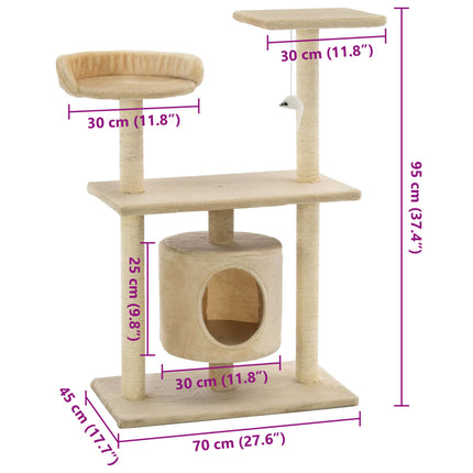 Katzen-Kratzbaum Sisal 95 cm