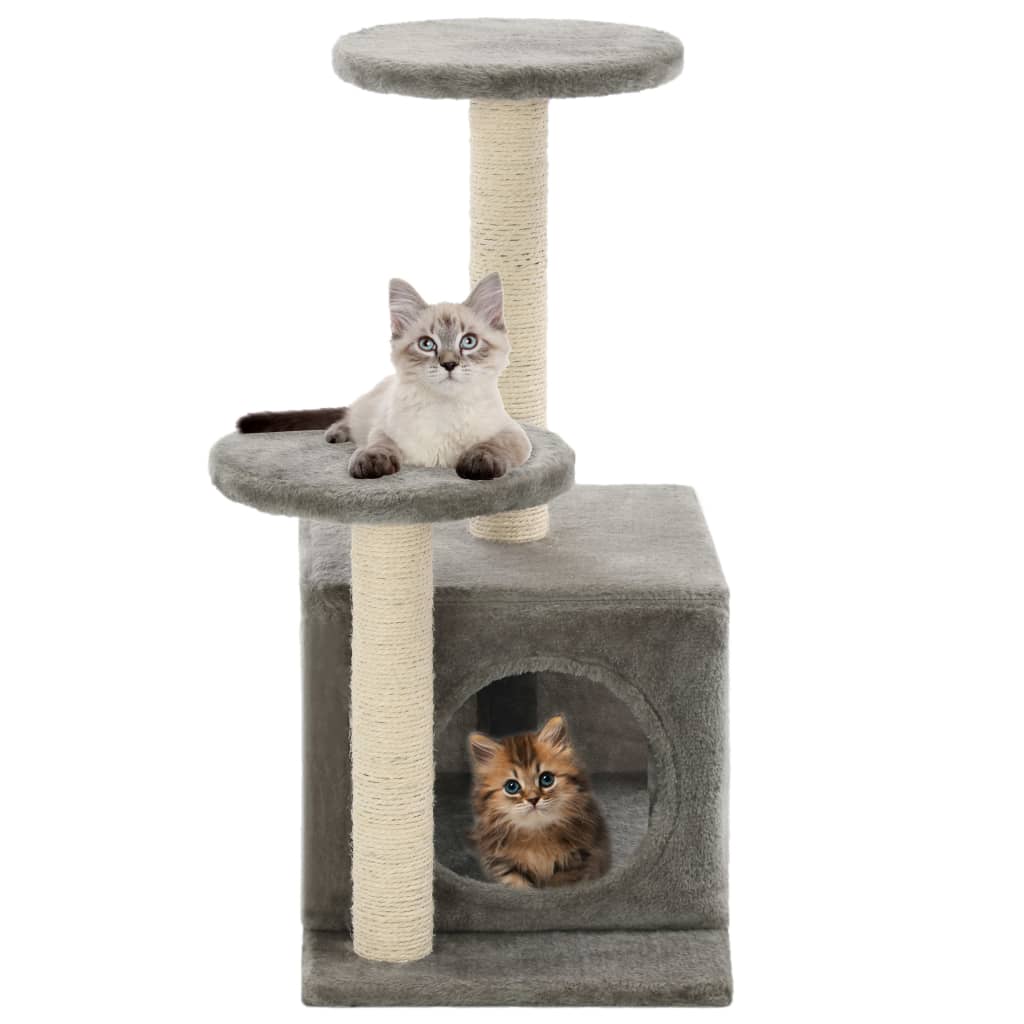 Katzenbaum mit Sisal-Kratzsäule 60 cm mit Pfoten-Aufdruck