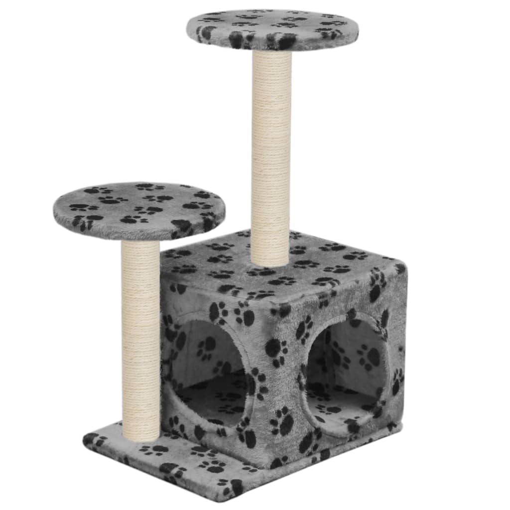 Katzenbaum mit Sisal-Kratzsäule 60 cm mit Pfoten-Aufdruck
