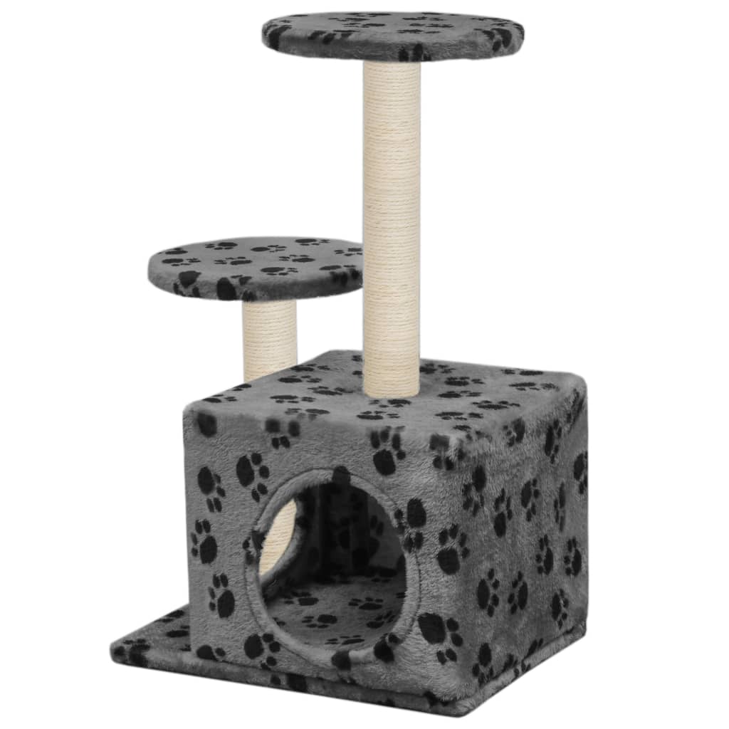 Katzenbaum mit Sisal-Kratzsäule 60 cm mit Pfoten-Aufdruck
