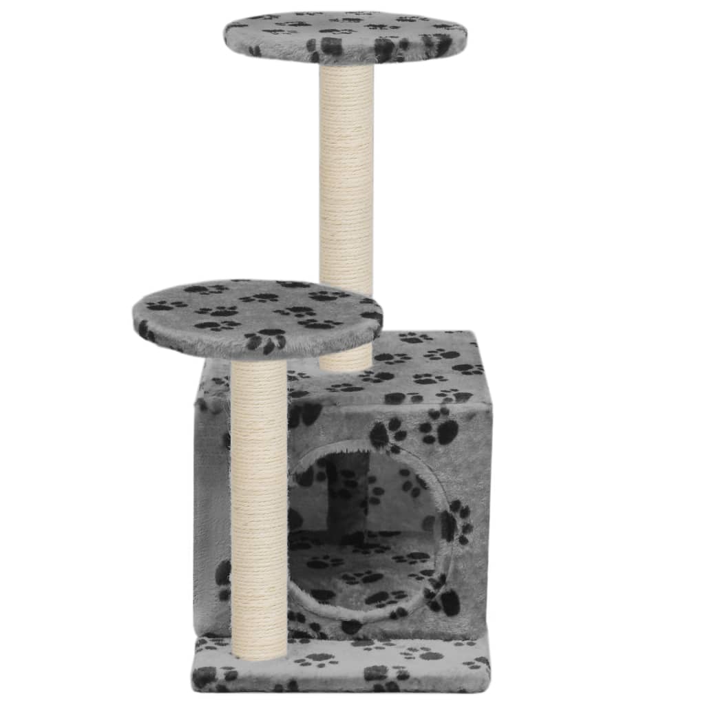 Katzenbaum mit Sisal-Kratzsäule 60 cm mit Pfoten-Aufdruck