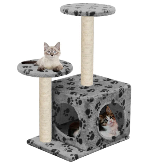 Katzenbaum mit Sisal-Kratzsäule 60 cm mit Pfoten-Aufdruck