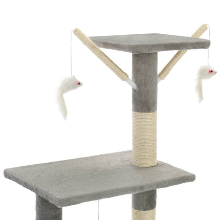 Katzenkratzbaum mit Sisal 138 cm Pfoten-Aufdruck und Sisal-Säulen
