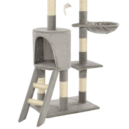 Katzenkratzbaum mit Sisal 138 cm Pfoten-Aufdruck und Sisal-Säulen