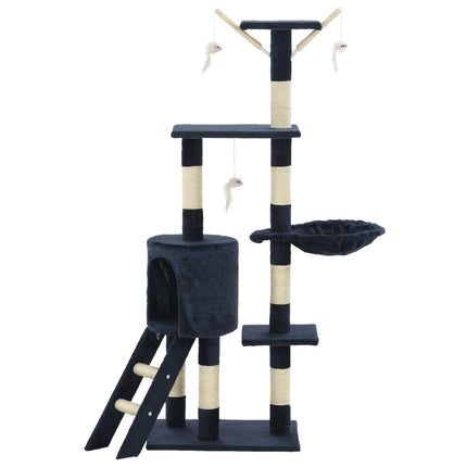 vidaXL Katzen-Kratzbaum mit Sisal-Säulen 138 cm Dunkelblau