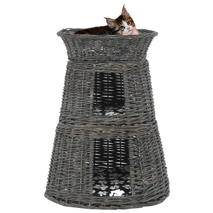 3-tlg. Katzenkorb-Set mit Kissen 47 x 34 x 60 cm Natur Weide