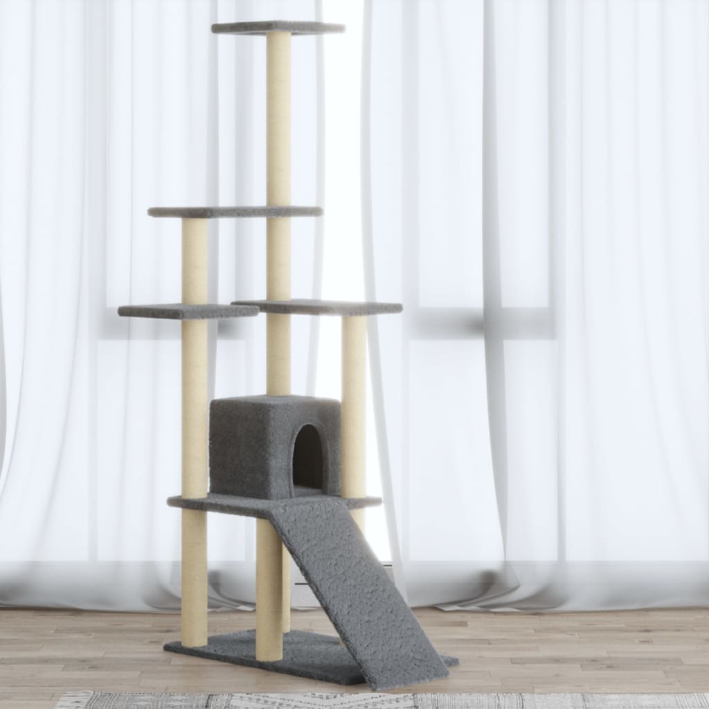 Kratzbaum mit Sisal-Kratzsäulen 155 cm