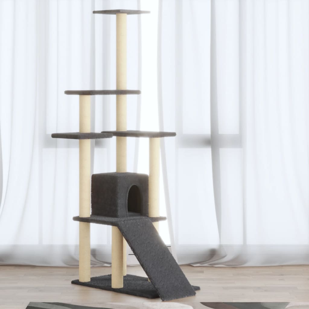 Kratzbaum mit Sisal-Kratzsäulen 155 cm