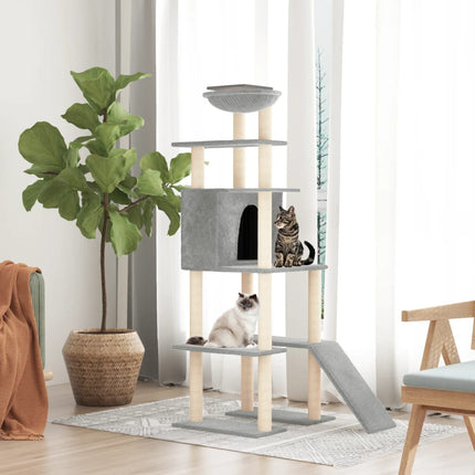 Kratzbaum mit Sisal-Kratzsäulen 166 cm
