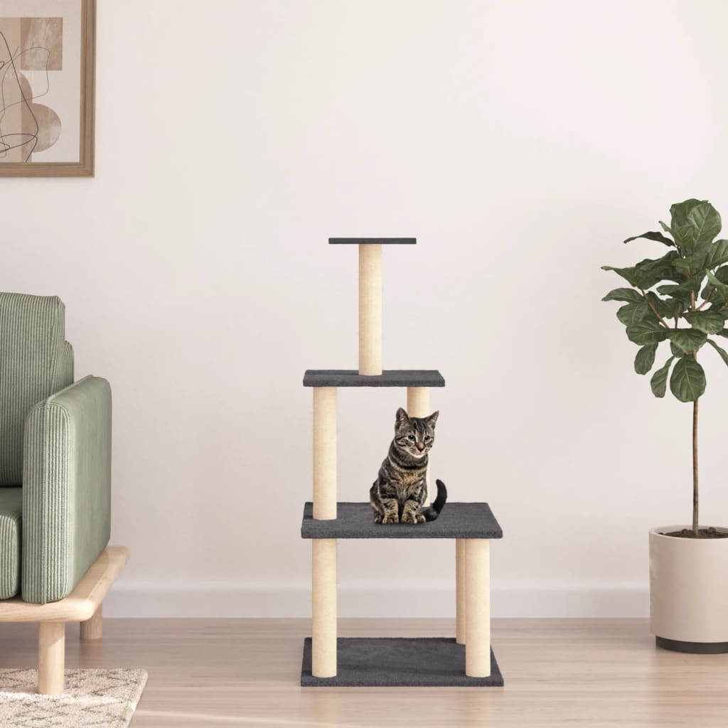 Kratzbaum mit Sisal-Kratzsäulen 111 cm
