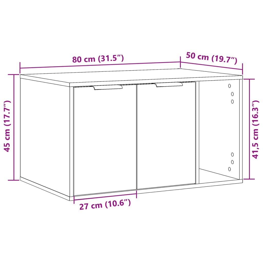 Katzennklo Eichen-Optik 80x50x45 cm Holzwerkstoff