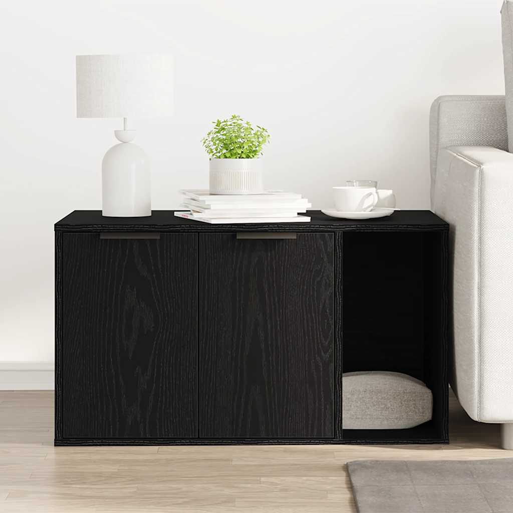 Katzennklo Schwarz Eichen-Optik 80x50x45 cm Holzwerkstoff