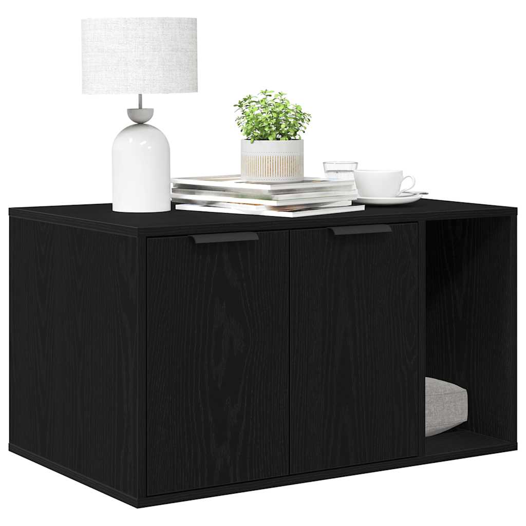 Katzennklo Schwarz Eichen-Optik 80x50x45 cm Holzwerkstoff