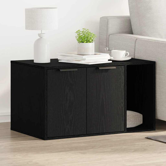Katzennklo Schwarz Eichen-Optik 80x50x45 cm Holzwerkstoff